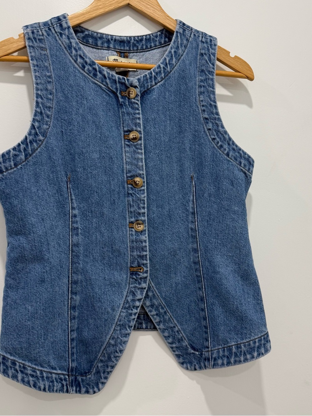 Madewell Denim Vest Womens Size 8 Blue Sleeveless Button Front Jean Y2K Vest